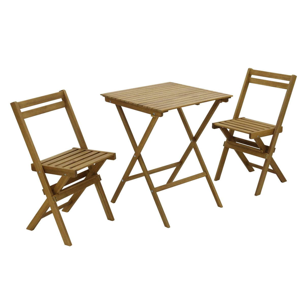 Folding Bistro Set Acacia, Table and 2 Chairs - Oiled