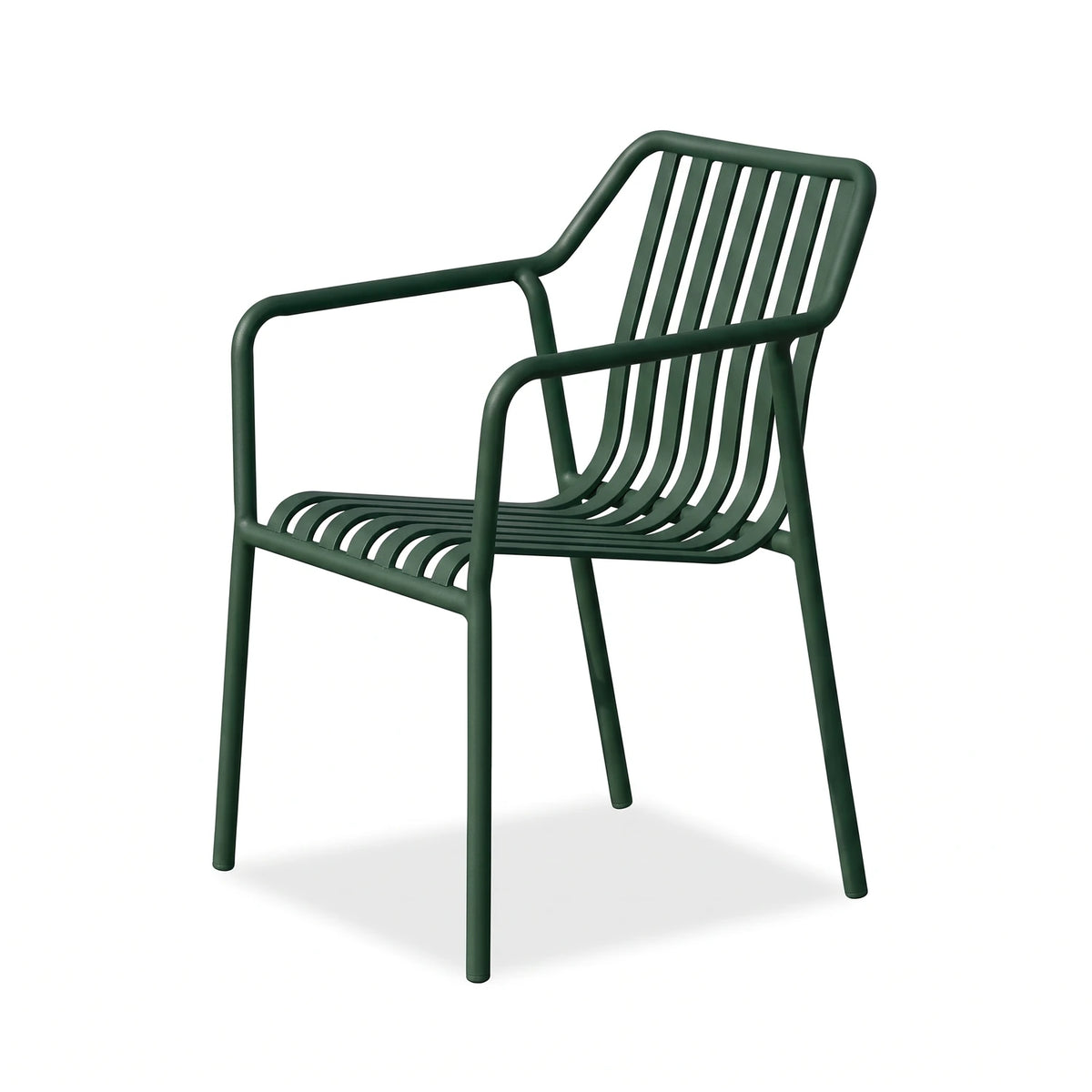 Stackable Aluminium Chair with Armrests - Green