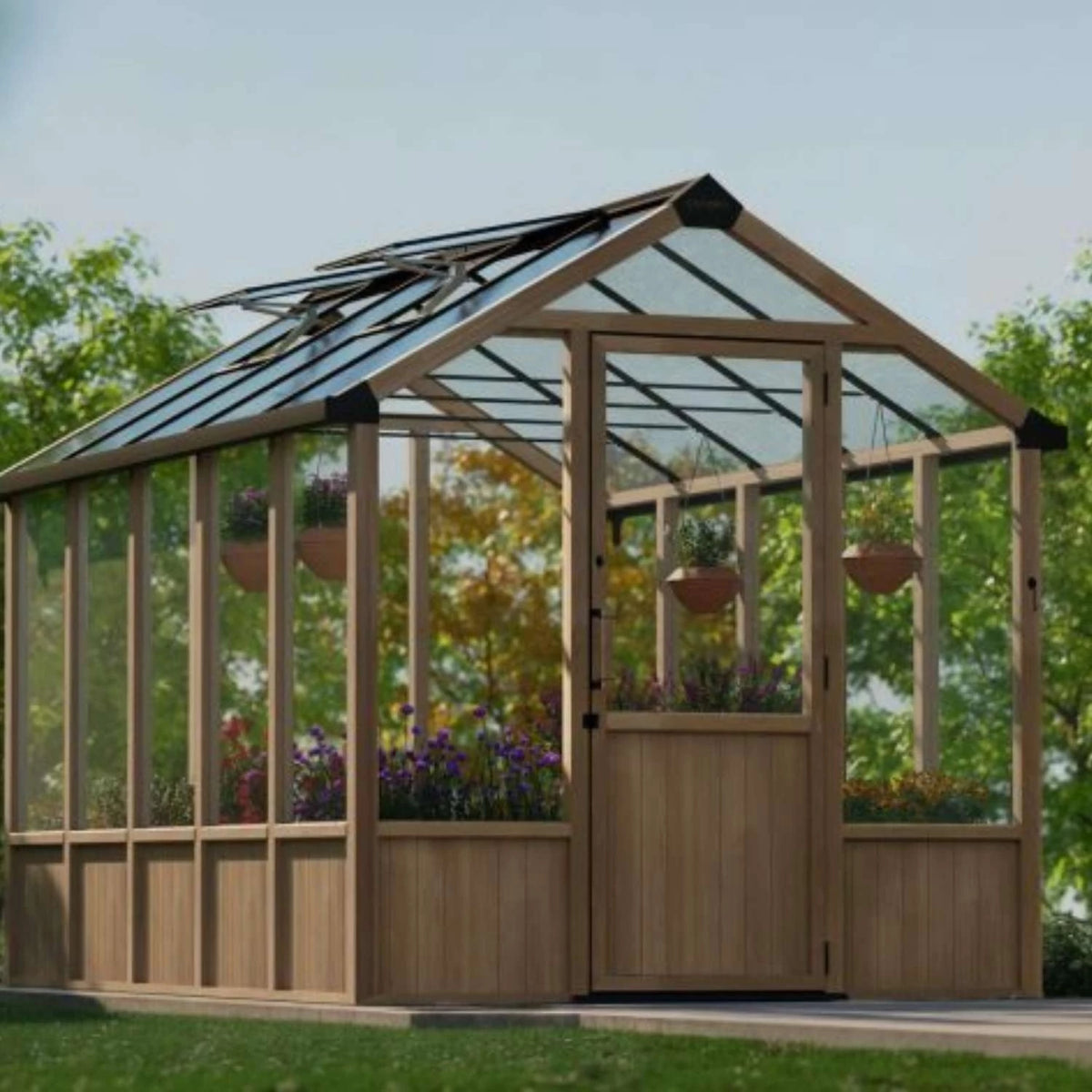 Greenhouse Kit Natura Cedar Wood 8 ft. x 17 ft. - Clear polycarbonate panels