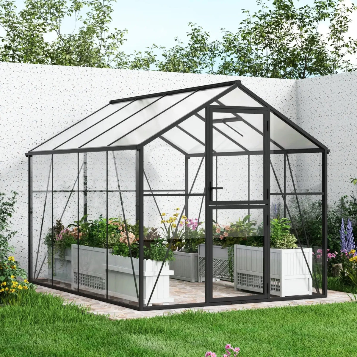 Greenhouse Premium Black 307 cm – Glass/Polycarbonate