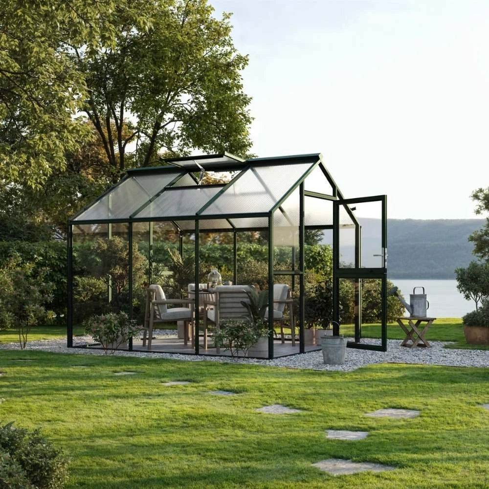 Greenhouse Novum III, 4 mm glass + polycarbonate, fir green