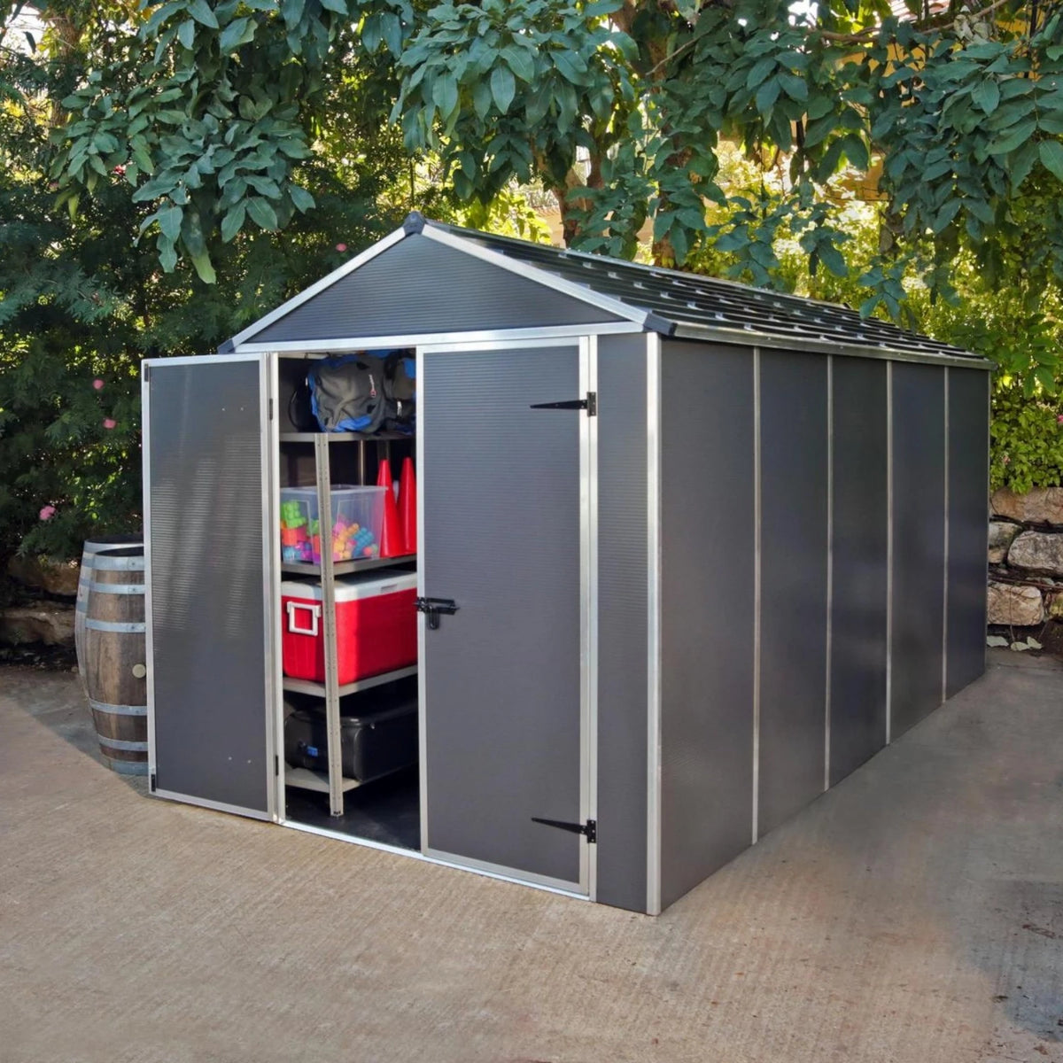 Rubicon 6 ft. x 12 ft. Shed With Floor - Dark Grey Panels